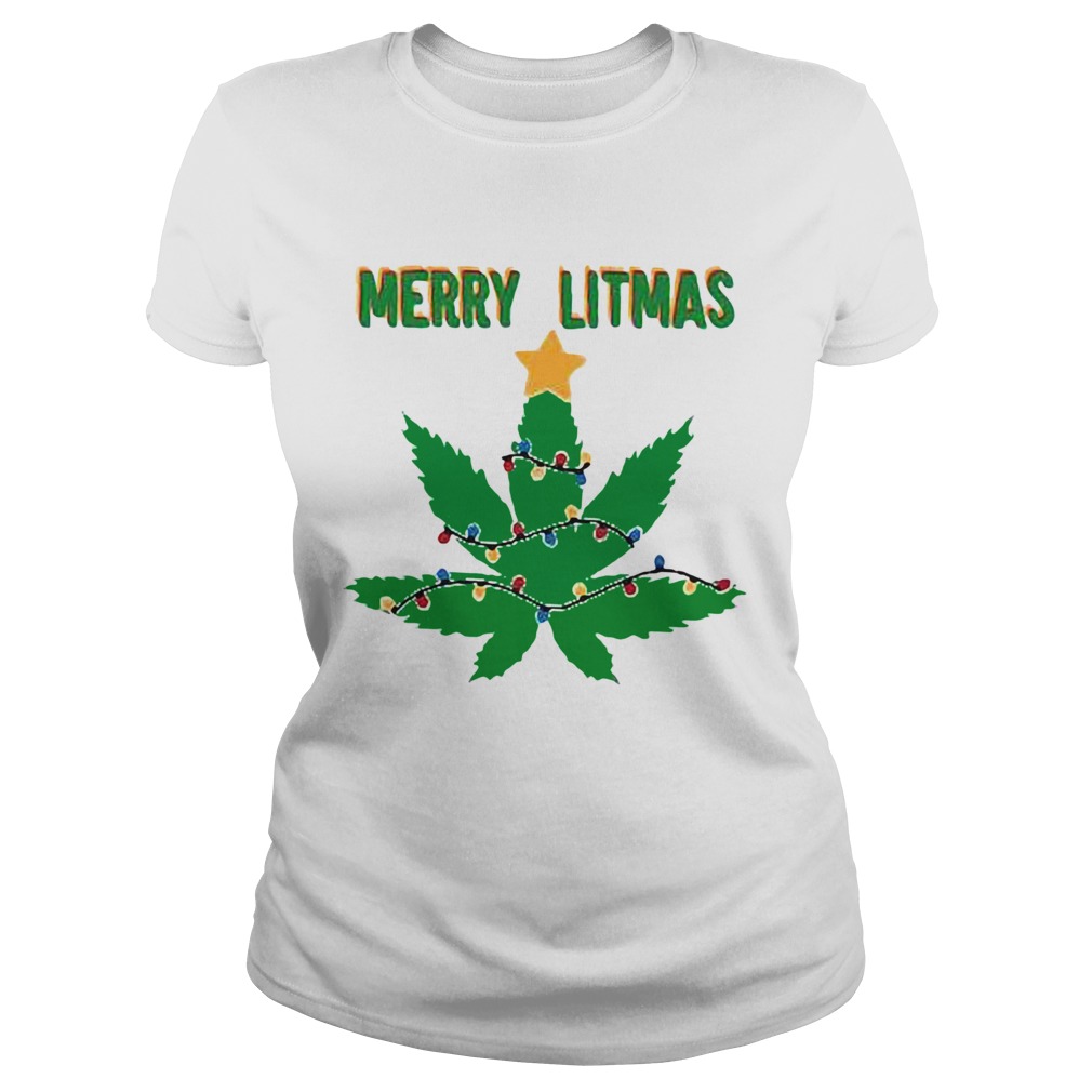 Merry litmas weed leaf Christmas Classic Ladies