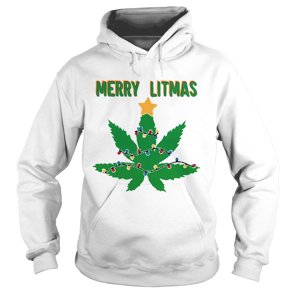 Merry litmas weed leaf Christmas Hoodie