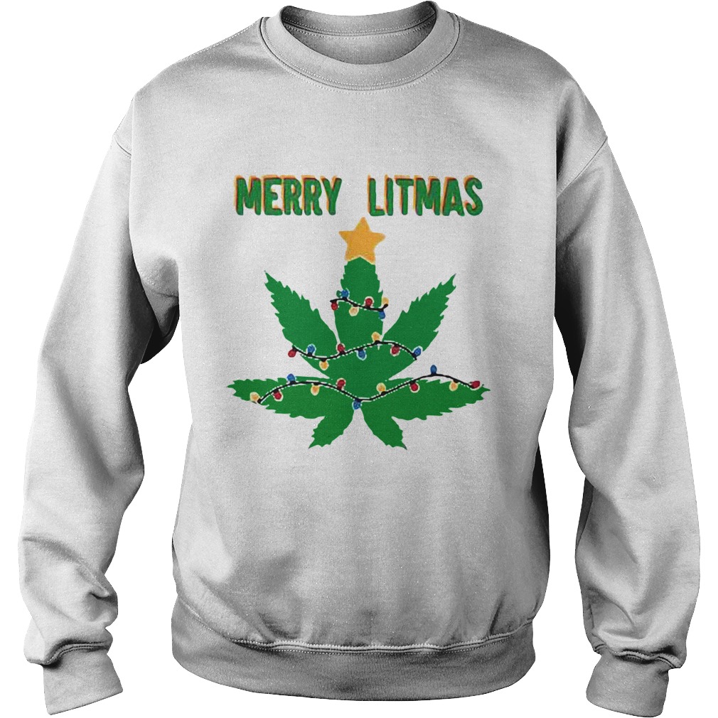 Merry litmas weed leaf Christmas Sweatshirt