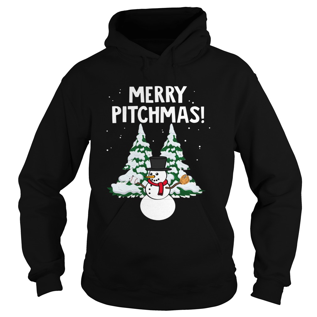 Merry pitchmas Snowman Baseball Hoodie