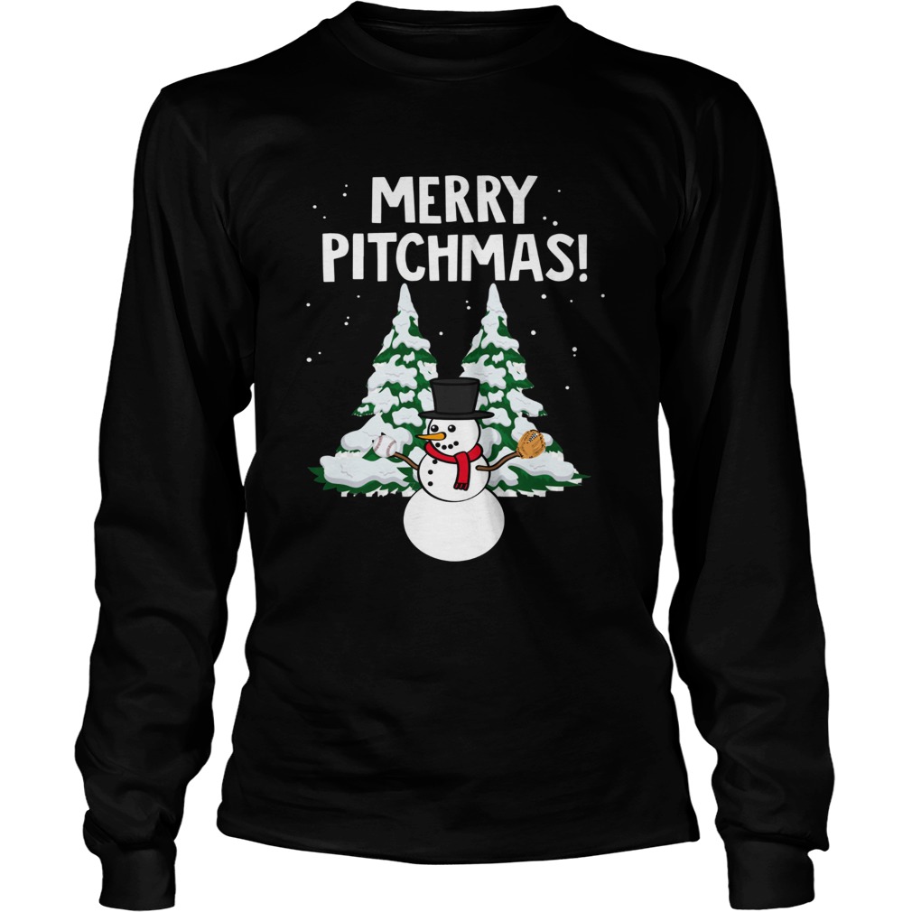 Merry pitchmas Snowman Baseball LongSleeve