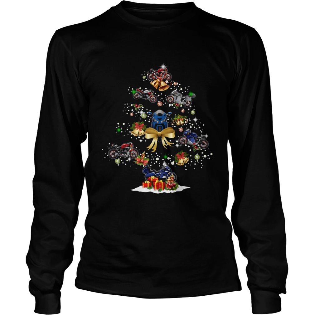 Motorcycle Christmas Tree Shirt LongSleeve