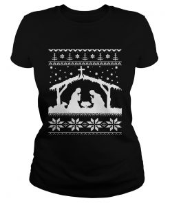 Nativity Scene Ugly Christmas Shirt Classic Ladies