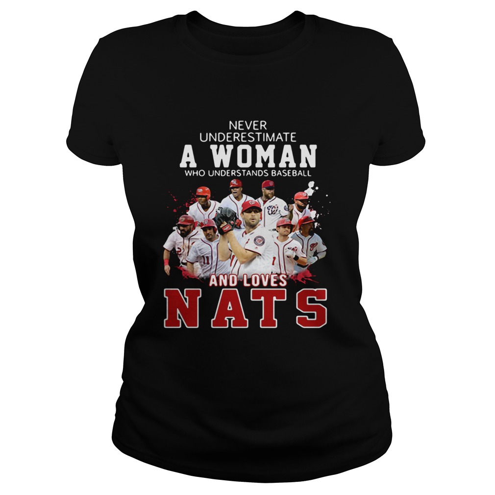 Never Underestimate A Woman Who Understands Baseball And Loves Nats Shirt Classic Ladies