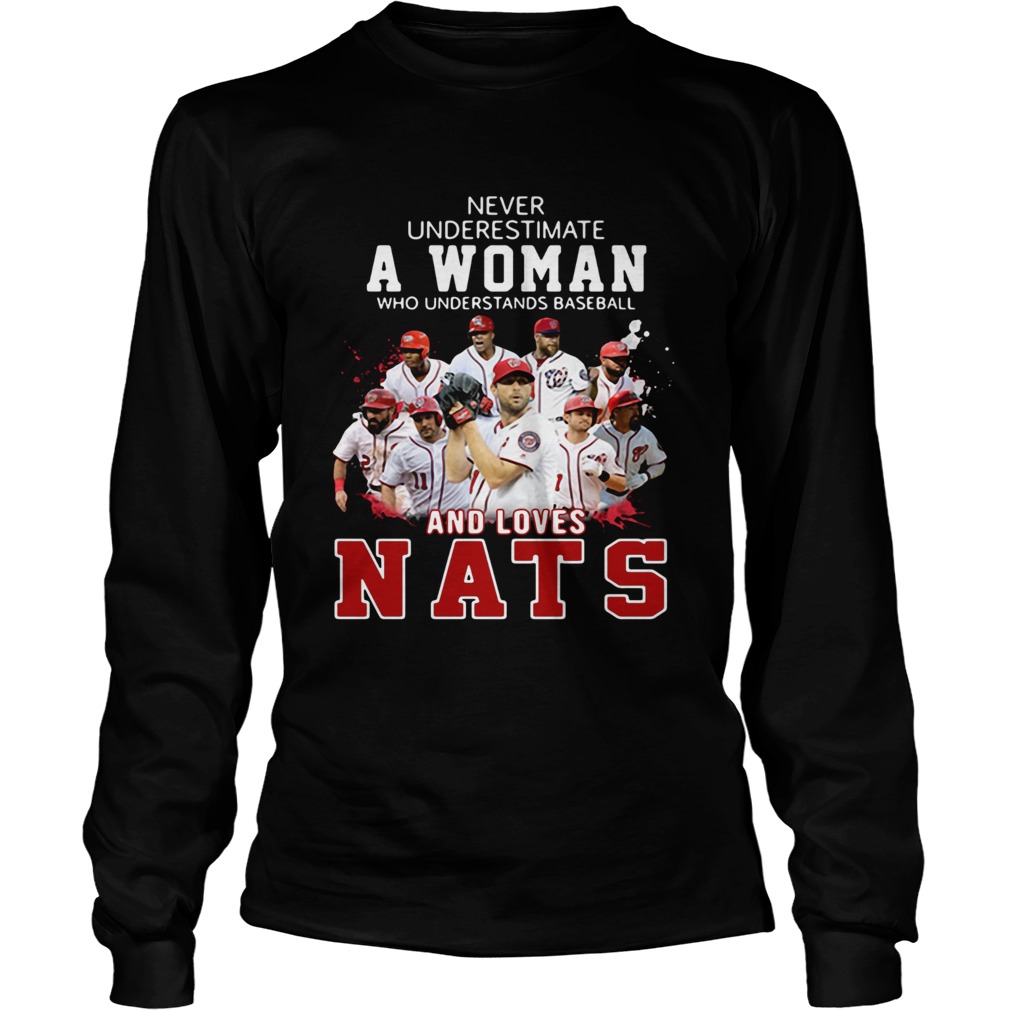 Never Underestimate A Woman Who Understands Baseball And Loves Nats Shirt LongSleeve