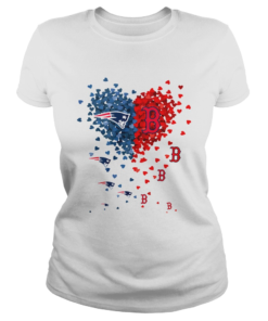 New England Patriots And Boston Red Sox Tiny Hearts Shape Shirt Classic Ladies