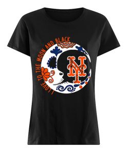 New York Mets I love to the moon and black  Classic Women's T-shirt