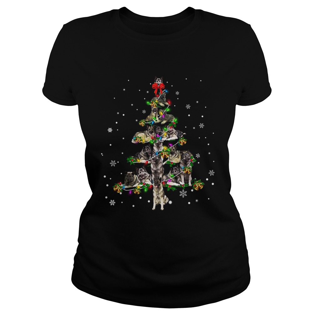 Norwegian Elkhound Christmas Tree TShirt Classic Ladies