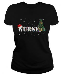 Nurse Christmas Santa Hat Holiday TShirt Classic Ladies