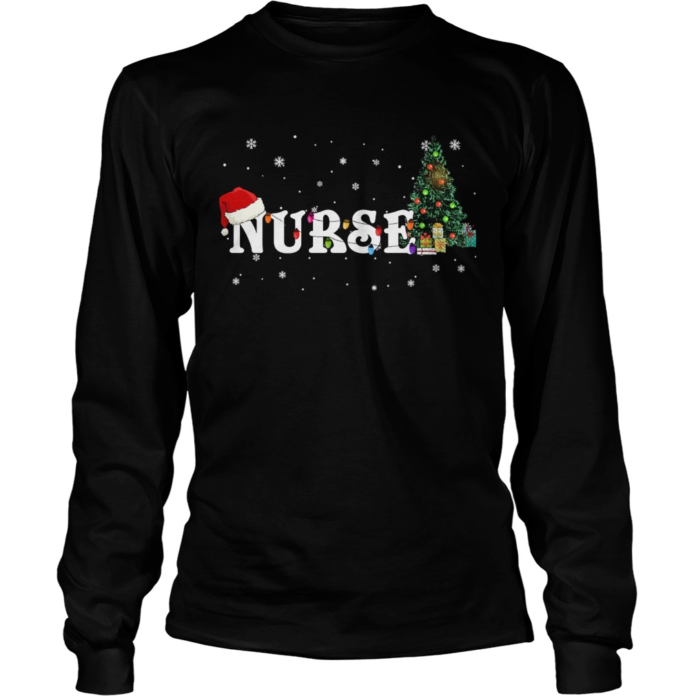 Nurse Christmas Santa Hat Holiday TShirt LongSleeve