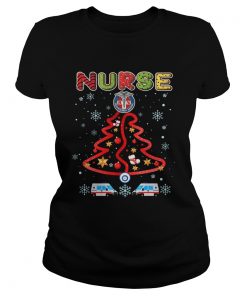 Nurse Christmas Tree Merry Xmas Gift TShirt Classic Ladies