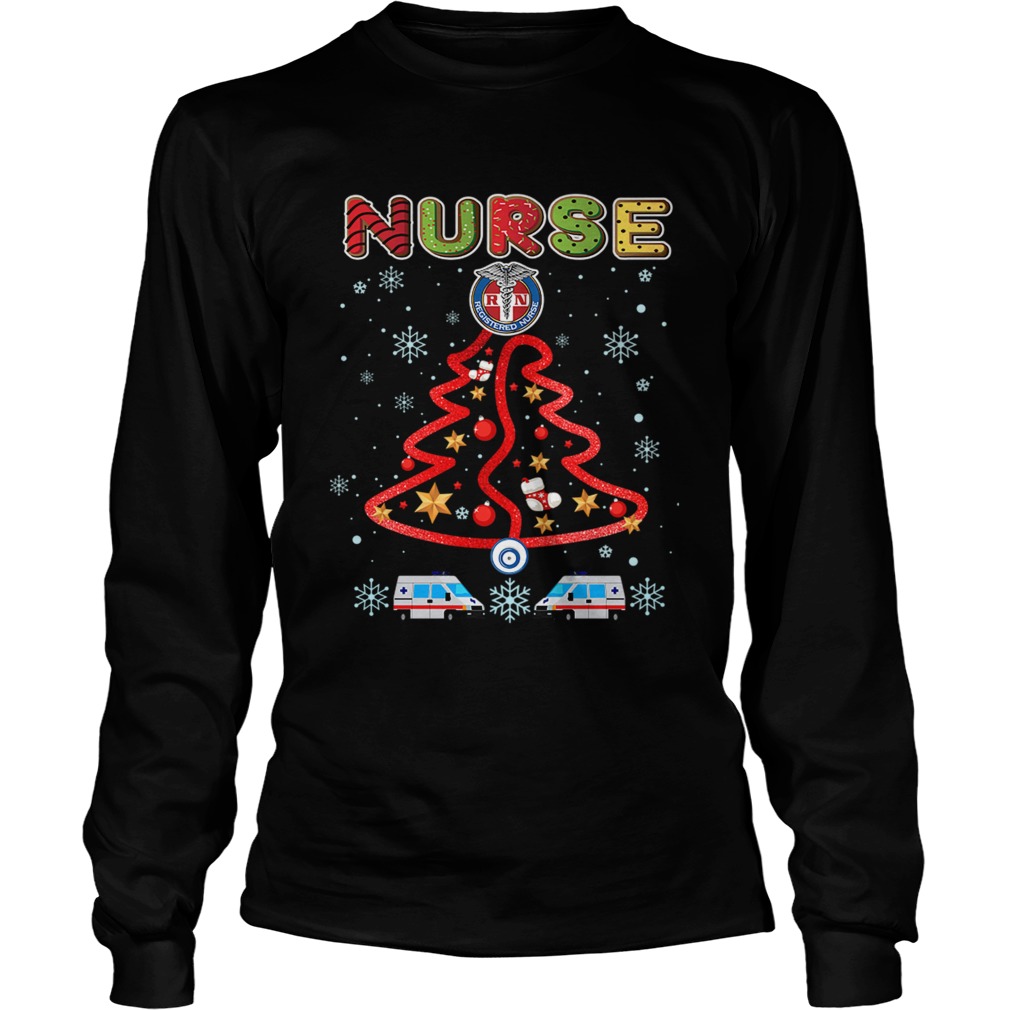 Nurse Christmas Tree Merry Xmas Gift TShirt LongSleeve