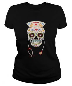 Nurse Sugar Skull Halloween Day Of The Dead Dia De Los  Classic Ladies