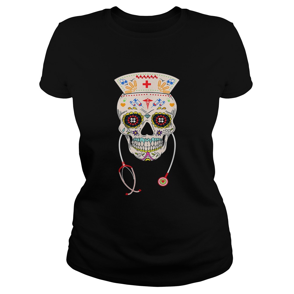 Nurse Sugar Skull Halloween Day Of The Dead Dia De Los Classic Ladies