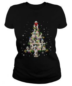 Old English Sheepdog Christmas Tree TShirt Classic Ladies