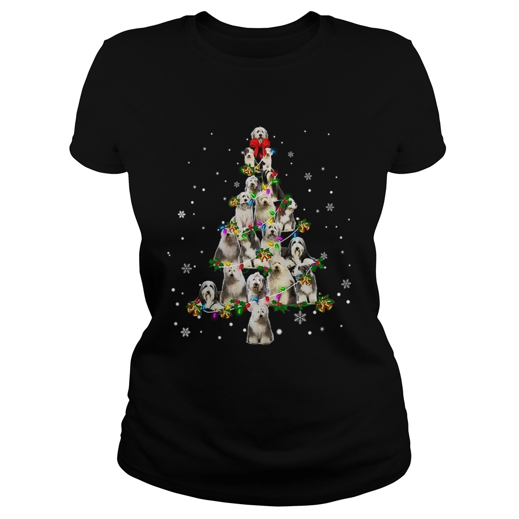 Old English Sheepdog Christmas Tree TShirt Classic Ladies