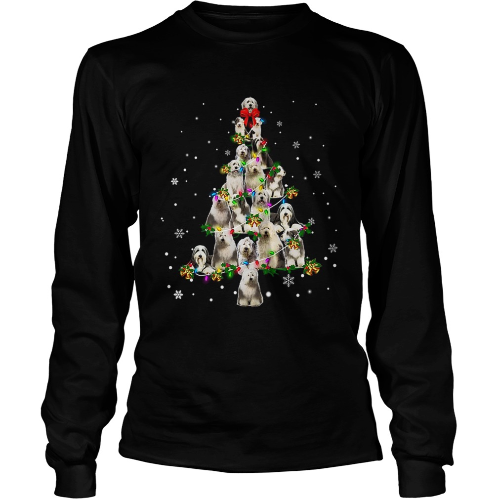 Old English Sheepdog Christmas Tree TShirt LongSleeve