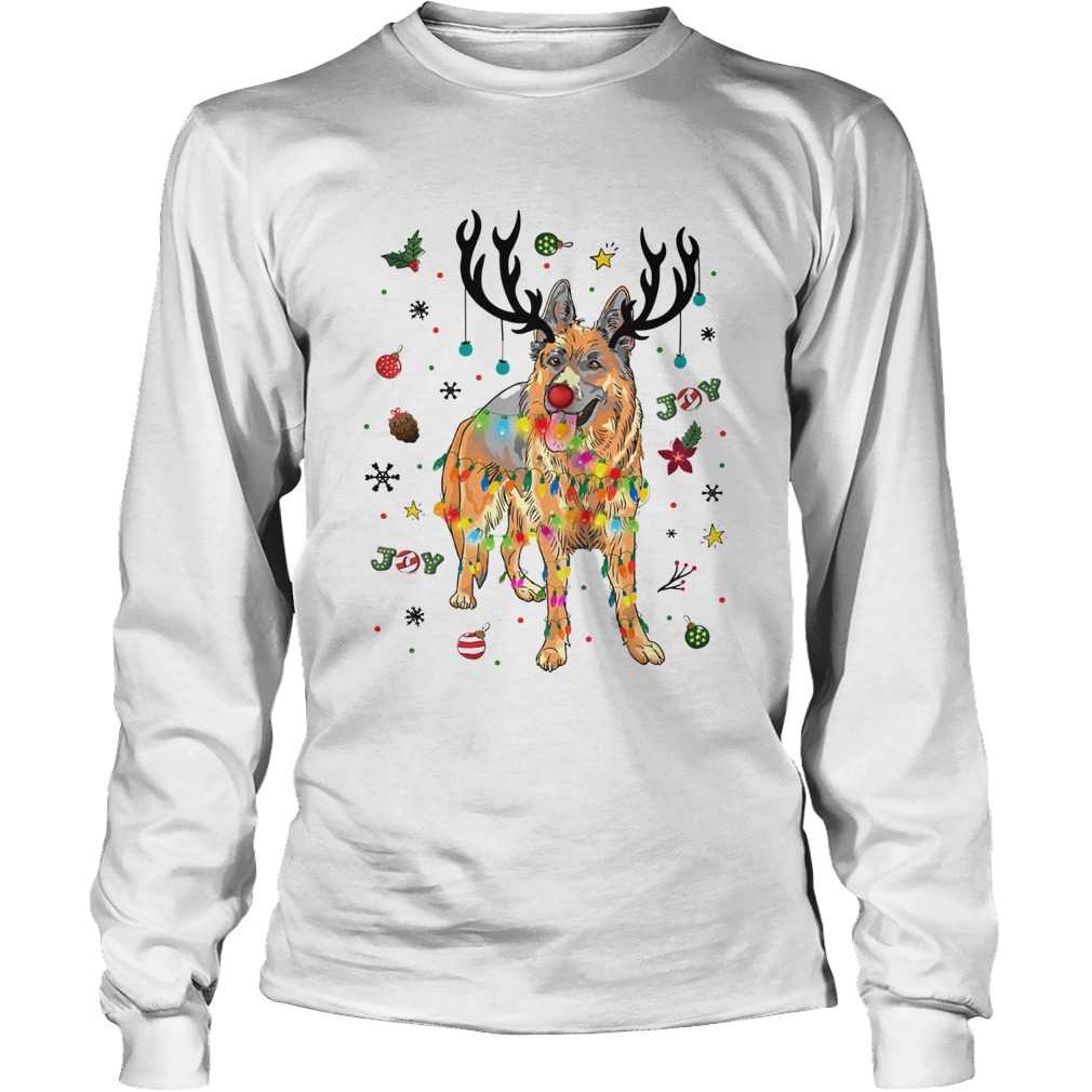 Old German Shepherd Dog Reindeer Christmas Joy LongSleeve