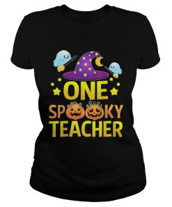 One Spooky Teacher Halloween Gifts Ghost Witch Hat  Classic Ladies