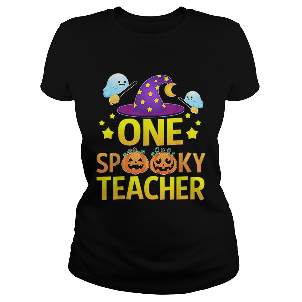 One Spooky Teacher Halloween Gifts Ghost Witch Hat Classic Ladies