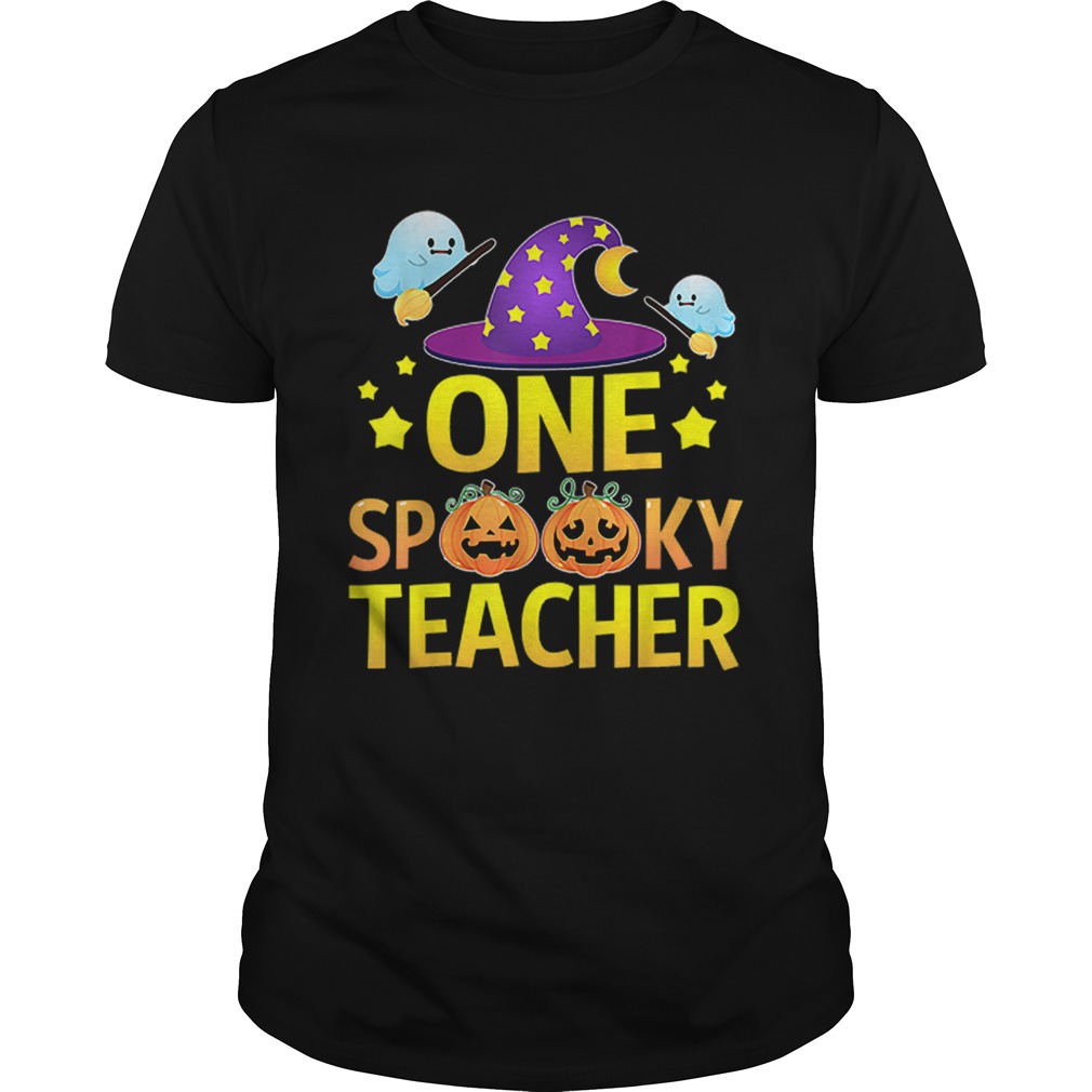 One Spooky Teacher Halloween Gifts Ghost Witch Hat shirt