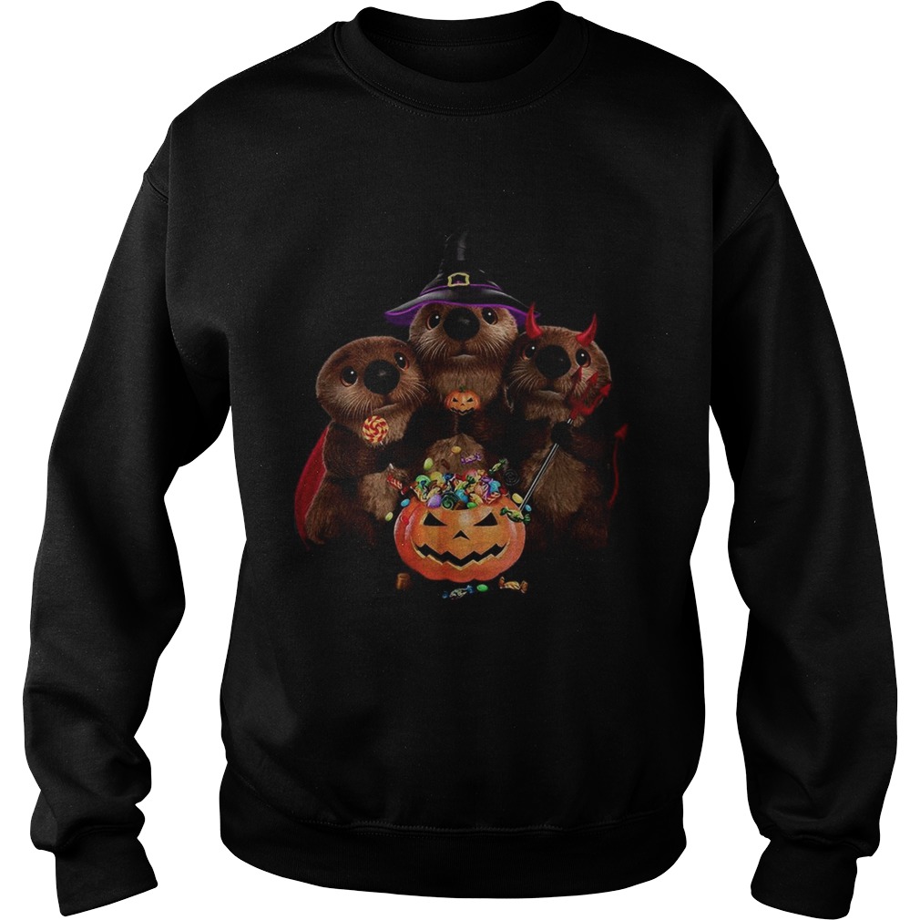 Otter witch and Pumpkin Halloween Sweatshirt