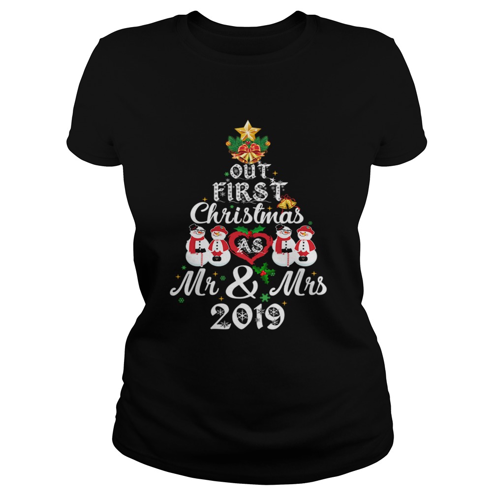 Our First Christmas As Mrs 2019 Newlywed Couple TShirt TShirt Classic Ladies