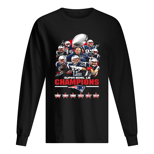 Patriot New England Super Bowl LIII Champions Signatures Shirt Long Sleeved T-shirt 