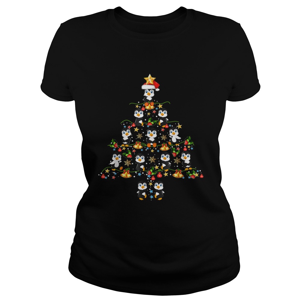 Penguin Christmas Tree Merry TShirt Classic Ladies