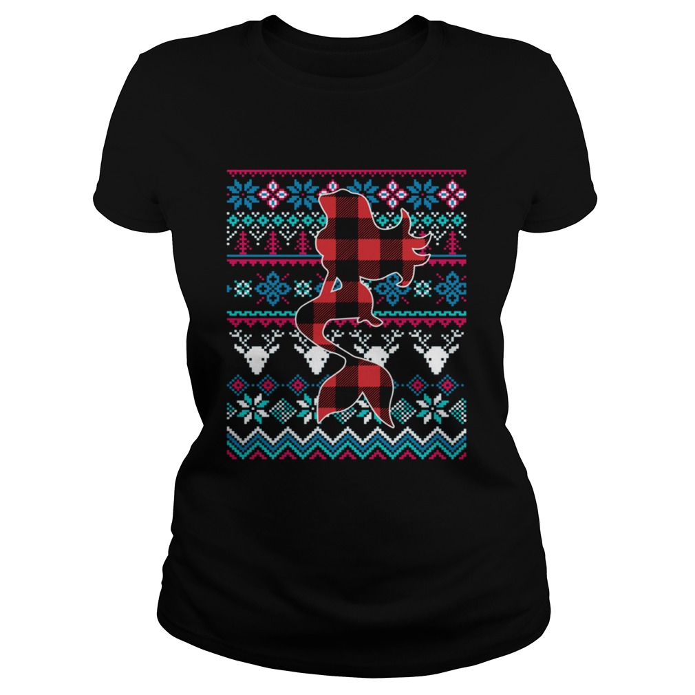 Plaid Mermaid Ugly Christmas Shirt Classic Ladies