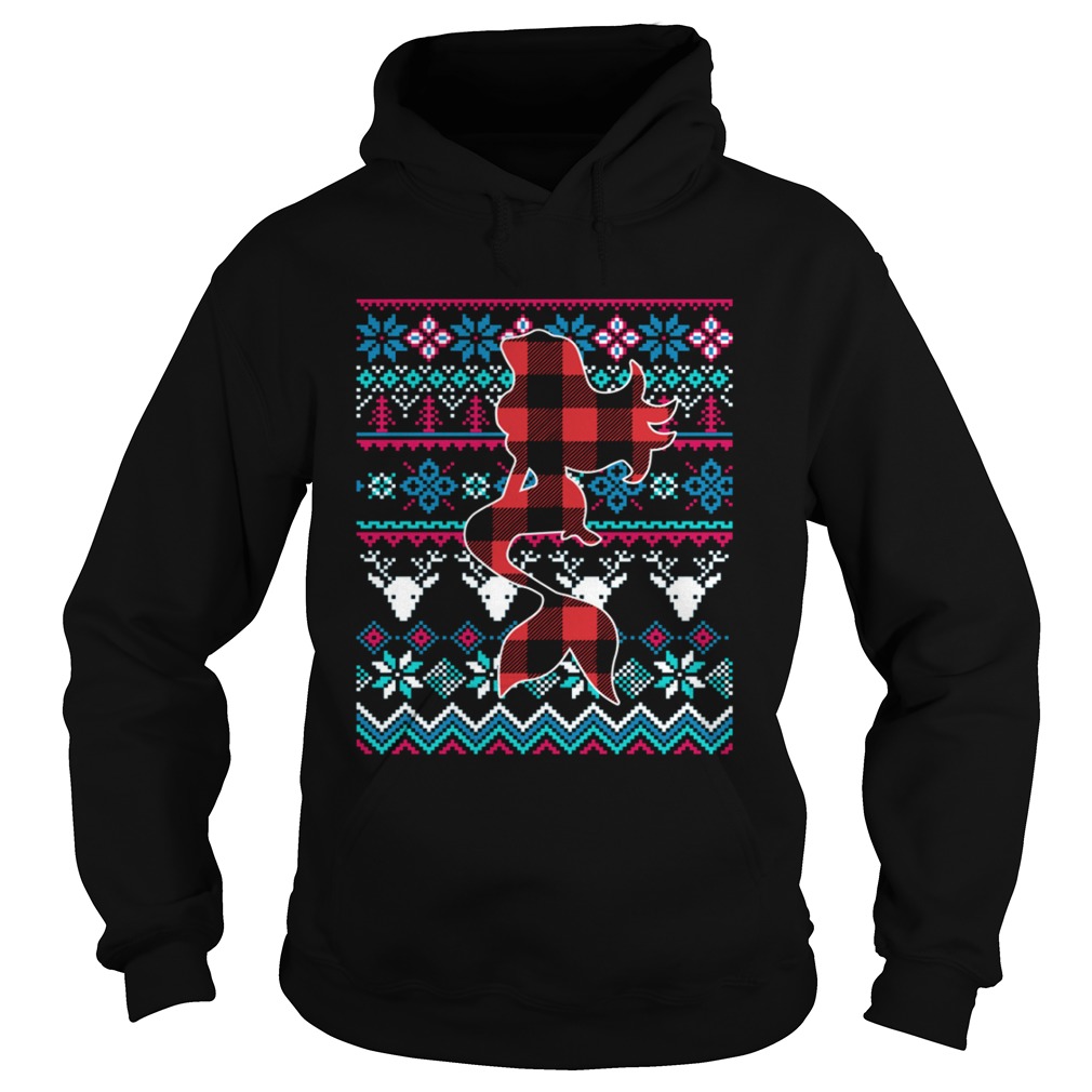 Plaid Mermaid Ugly Christmas Shirt Hoodie