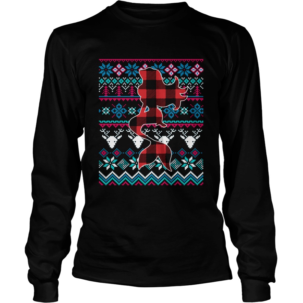 Plaid Mermaid Ugly Christmas Shirt LongSleeve