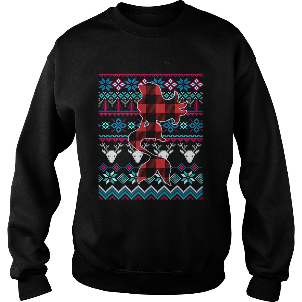 Plaid Mermaid Ugly Christmas Shirt Sweatshirt