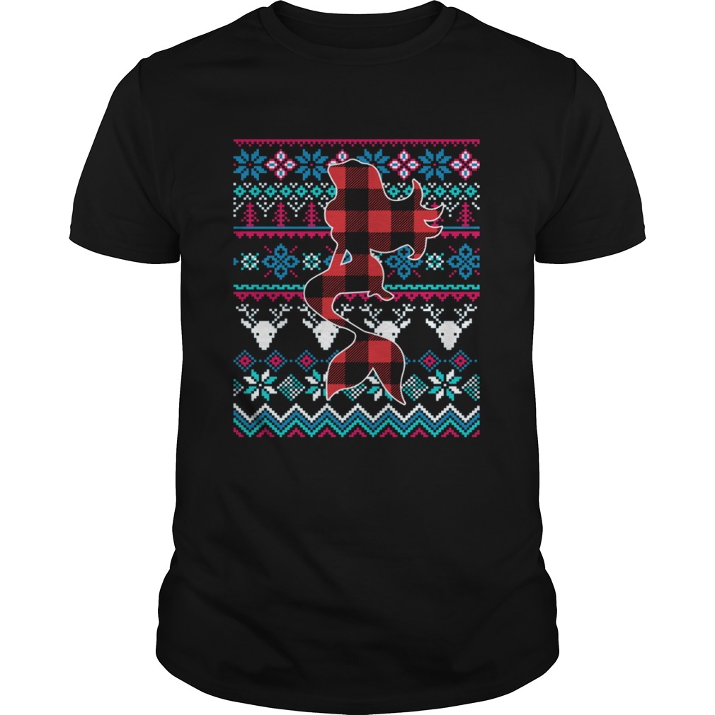 Plaid Mermaid Ugly Christmas Shirt