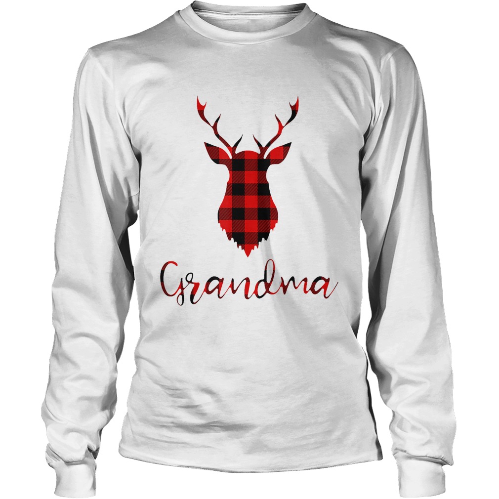 Plaid Reindeer Grandma Family Matching Group Christmas TShirt LongSleeve