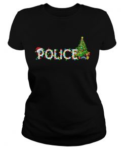 Police Christmas Tree Santa Claus Gift TShirt Classic Ladies