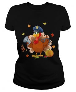 Police Turkey Thanksgiving Gift TShirt Classic Ladies