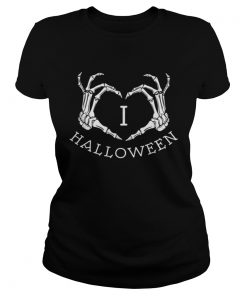 Premium Scary Skeleton Bones Hands I Love Halloween  Classic Ladies