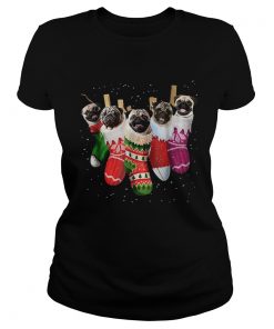 Pug Christmas Socks Funnys Xmas Vintage Cute Gift TShirt Classic Ladies