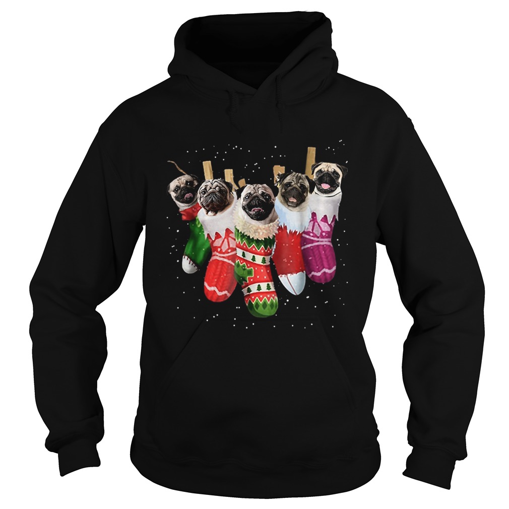 Pug Christmas Socks Funnys Xmas Vintage Cute Gift TShirt Hoodie