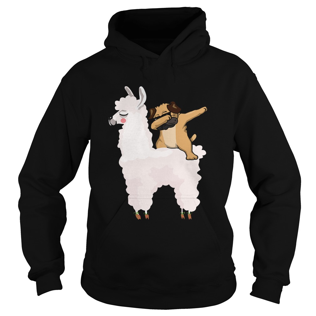 Pug Dabbing Rides Llama Ugly Christmas TShirt Hoodie