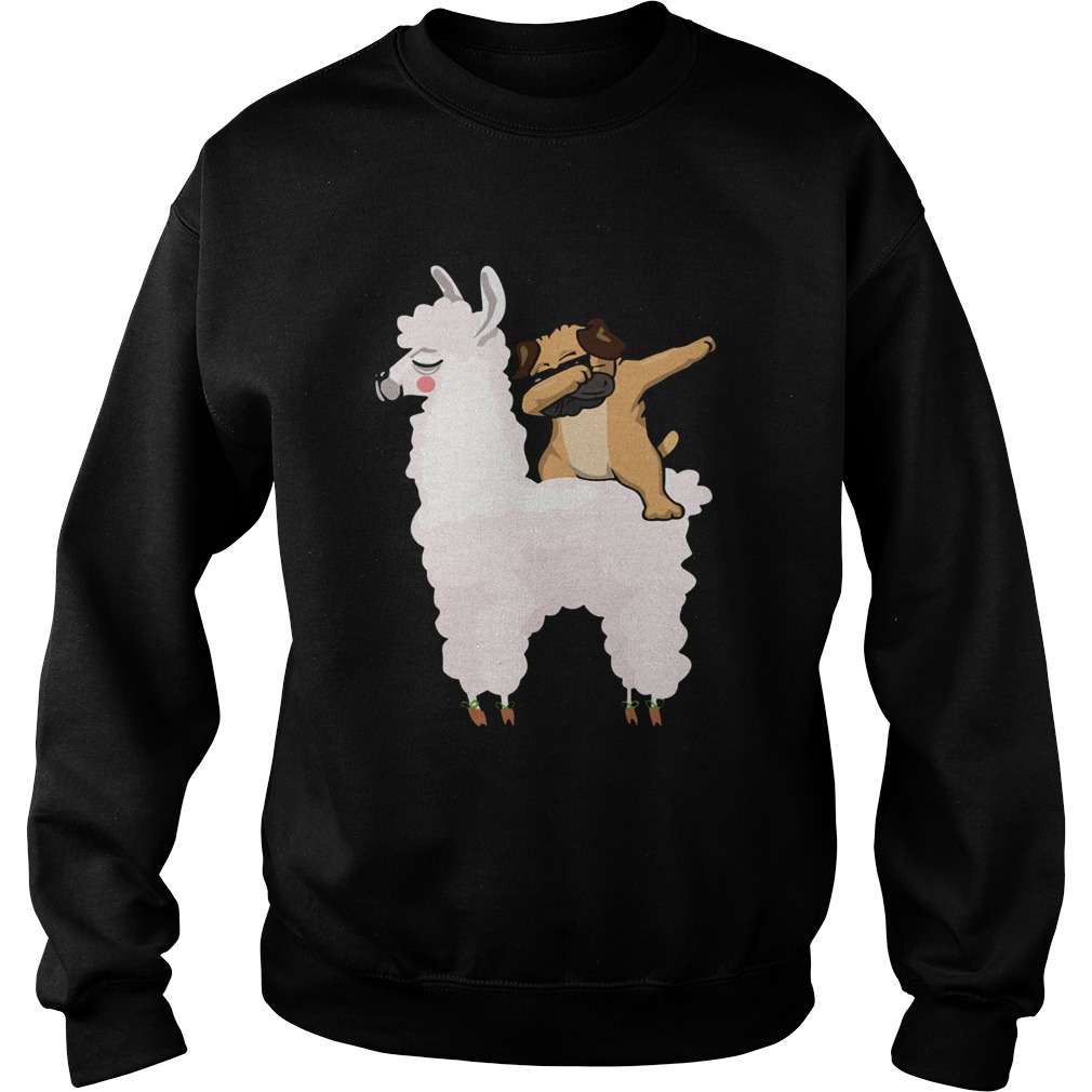 Pug Dabbing Rides Llama Ugly Christmas TShirt Sweatshirt