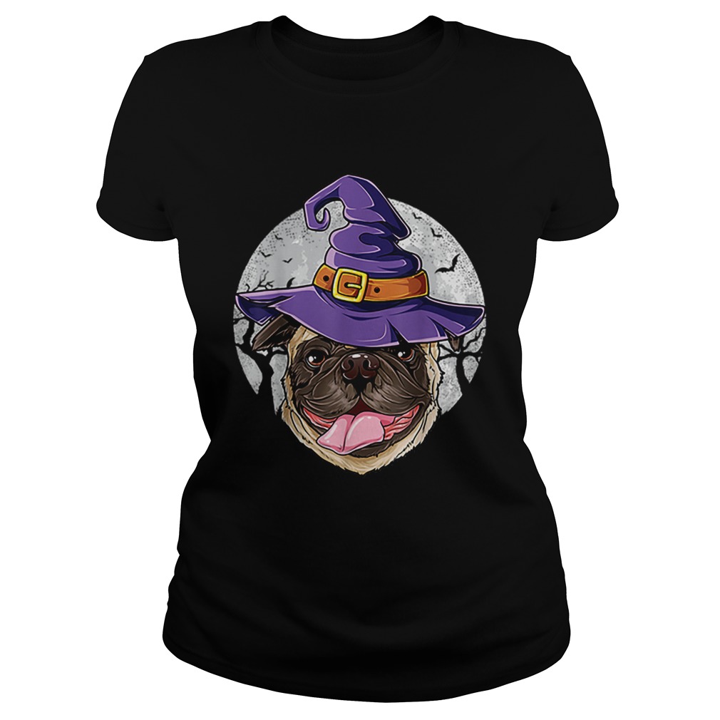 Pug Witch Hat Funny Halloween Gifts Dog Classic Ladies