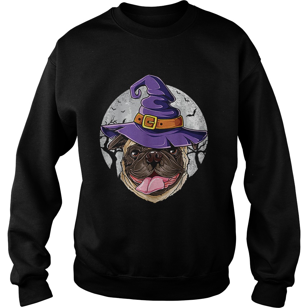 Pug Witch Hat Funny Halloween Gifts Dog Sweatshirt