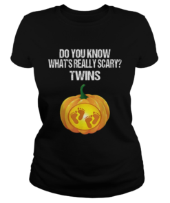 Pumpkin Belly Pregnancy Announcement Halloween Twins  Classic Ladies