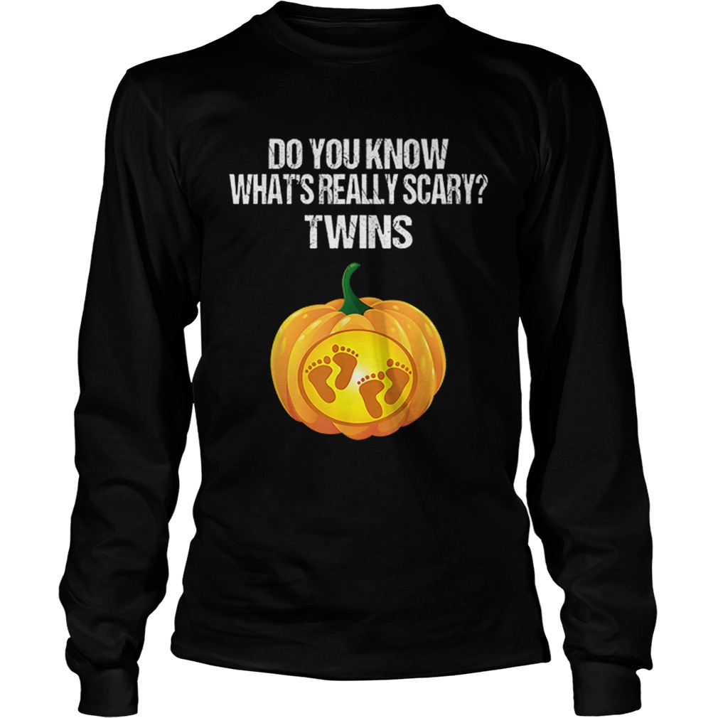 Pumpkin Belly Pregnancy Announcement Halloween Twins LongSleeve