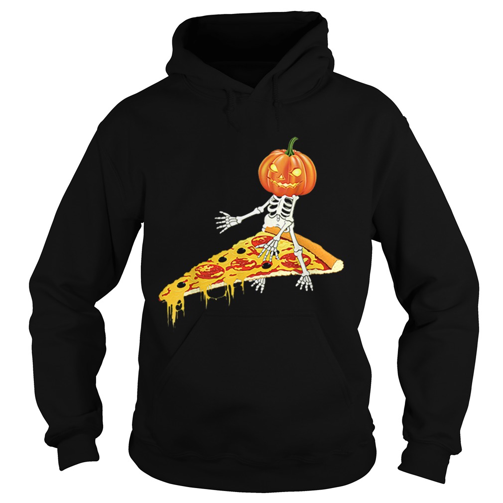 Pumpkin Skeleton Riding a Pizza Halloween Hoodie