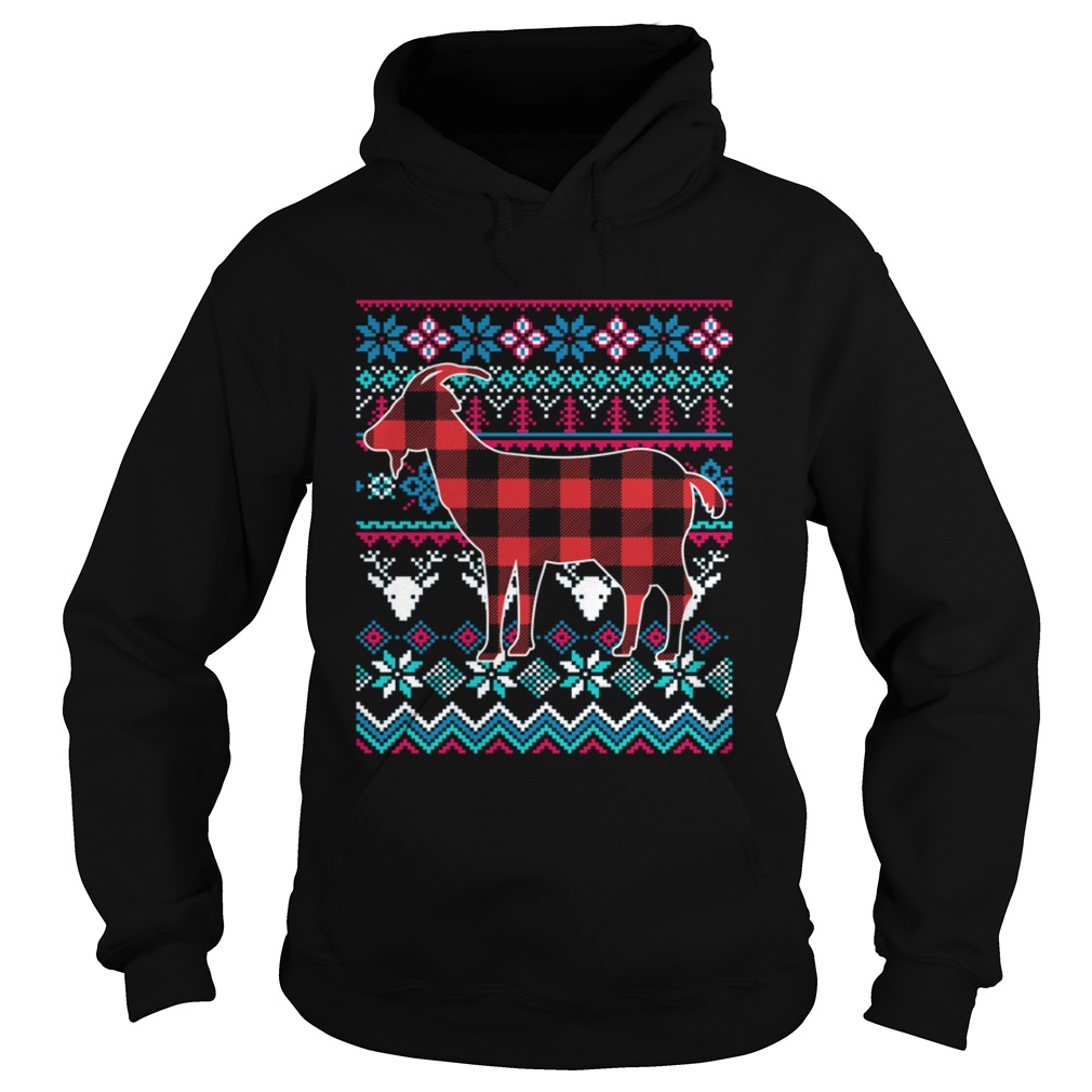 Red Plaid Goat Ugly Christmas Shirt Hoodie