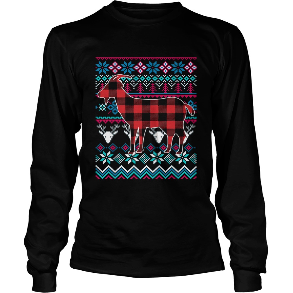 Red Plaid Goat Ugly Christmas Shirt LongSleeve