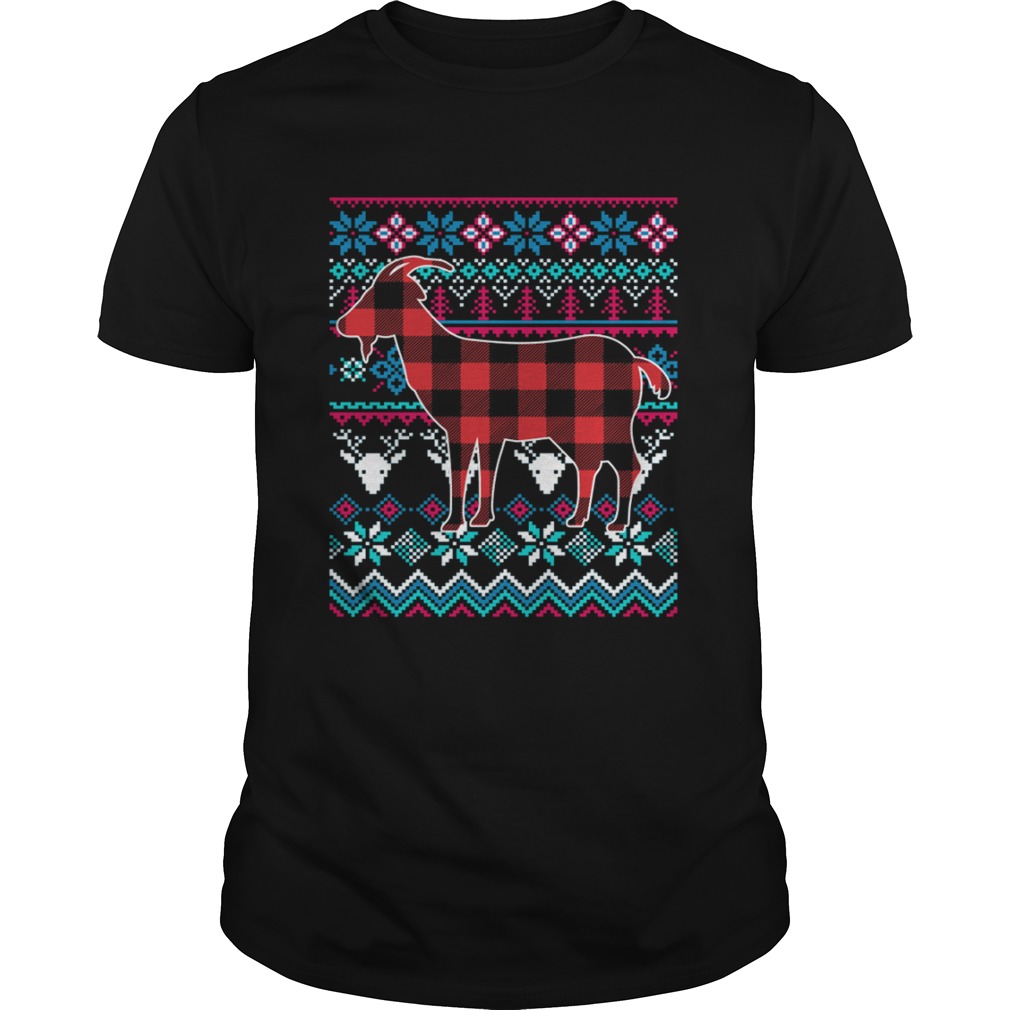 Red Plaid Goat Ugly Christmas Shirt